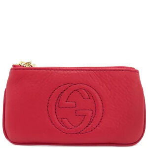 Gucci Soho coin case Wallet Fringe Leather Red x Key Hook